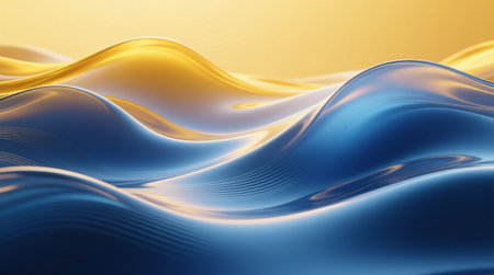 Abstract Gradient Background with Flowing Yellow and Blue Waves