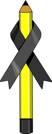 Pencil round paper? d? a black ribbonのイラスト素材