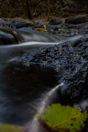 Long exposure photograph of water flowing in a river