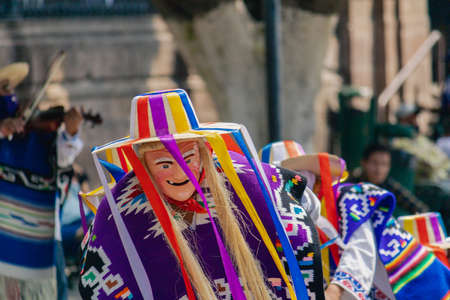 MORELIA, MEXICO - OCTOBER 31, 2020: Traditional dance of the old men in the main square of Morelia, Mexicoのeditorial素材