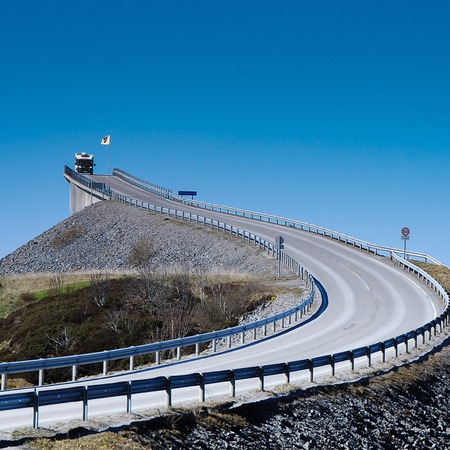VR coming down from a high bridgeの写真素材