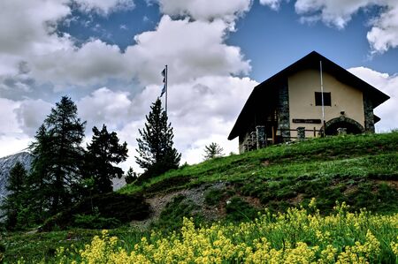 refuge in the mountainの写真素材