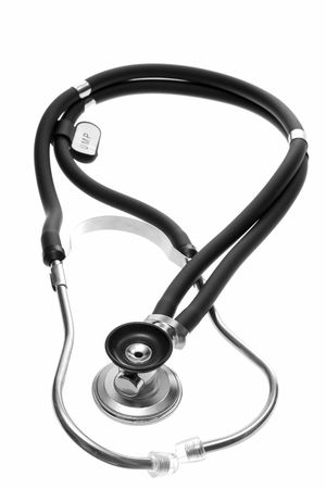 A black Sthetoscope.
Isolated on white background.の写真素材