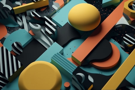 Background in memphis style. Poster, abstract image, 3d. Generative AIの素材