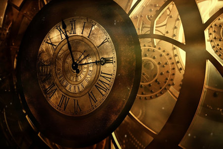 Poster. watch. Image of a clock mechanism.Macro. Generative AIの素材