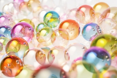 colorful bubbles on white background, macro photo, shallow dof. Generative AIの素材