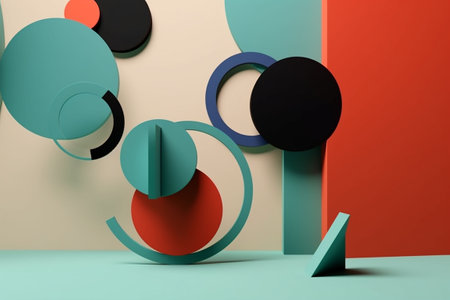 3d render of abstract geometric forms. Minimal simple composition. Generative AIの素材