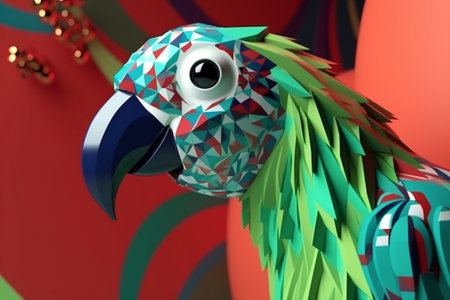 3d illustration of a parrot with a multicolored background. Generative AIの素材