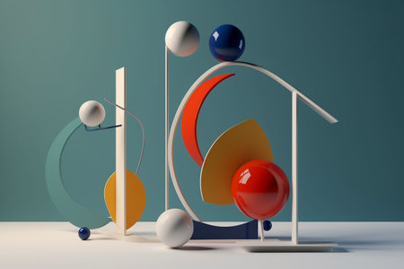 Abstract 3d rendering of geometric figures. Geometric forms. Generative AIの素材