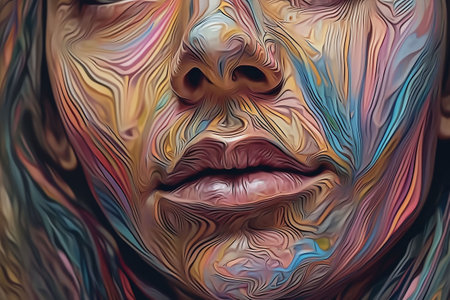 Abstract background with a painted woman face. 3d rendering. Generative AIの素材