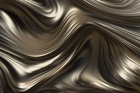 Abstract metallic background with smooth lines and waves in light and dark colors. Generative AIの素材