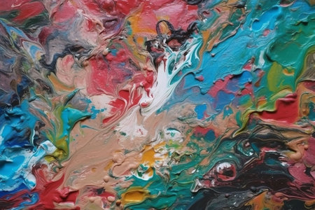 Abstract background of colored oil paint on a palette close-up. Generative AIの素材