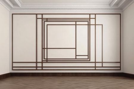 Art deco mockup on the wall in a stylish interior. Generative AIの素材