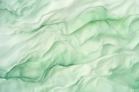 Closeup of crumpled green silk fabric as background texture. Generative AIの素材