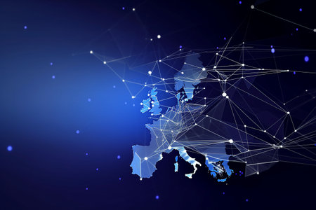 Global network connection with map of the world. 3d illustration. Generative AIの素材
