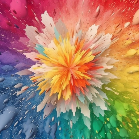rainbow colors. Rainbow heart. Pride day concept..Abstract colorful background with splashes and drops of water on it. Generative AIの素材