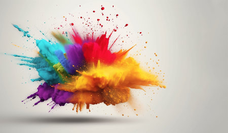 background. Pride day concept. Explosion of rainbow powder on a white background. Generative AIの素材