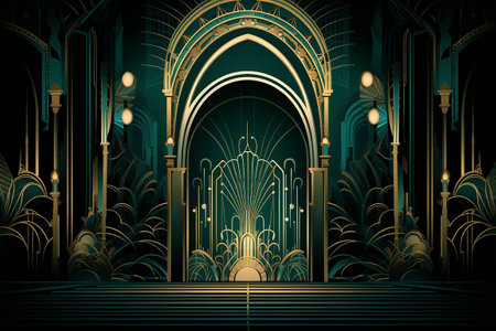 Beautiful ornamental arabic islamic background. 3d rendering. Generative AIの素材