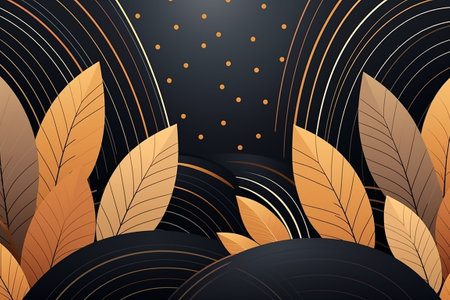 Abstract background with golden leaves. autumn illustration. Generative AIの素材