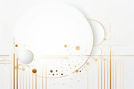 Abstract background with golden circles and lines. White illustration for your design. Generative AIの素材
