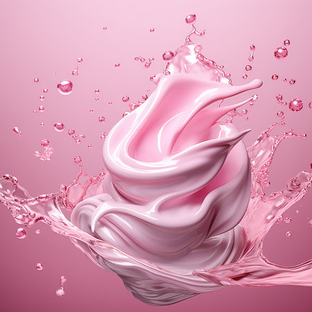 pink milk splash on a pink background. 3d rendering, 3d illustration. Generative AIの素材