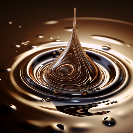 Drop of chocolate. Splash of chocolate. 3d illustration. brown background. Generative AIの素材