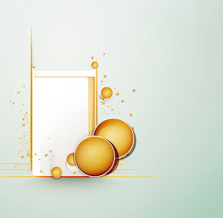 Abstract background with golden circles and space for text. flat illustration. Generative AIの素材