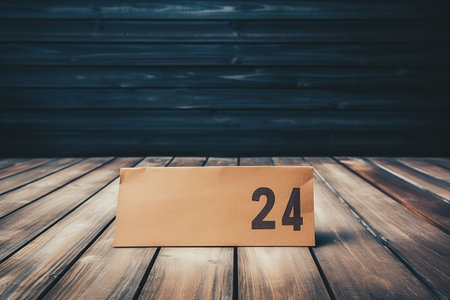 Paper calendar on wooden background - Vintage filter effect processing style pictures. Generative AIの素材