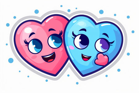 Cute heart characters. illustration in cartoon style on white background. Generative AIの素材