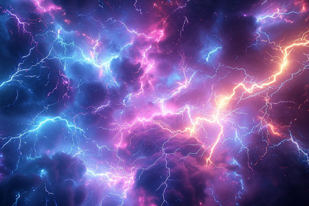 Abstract lightning in space, computer generated abstract background, 3D renderingの素材