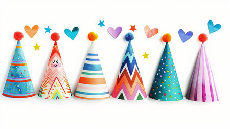 Party hats isolated on white background. Vector illustration. Eps 10.の素材
