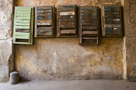 Old post boxes in the gateway in Odessaの写真素材