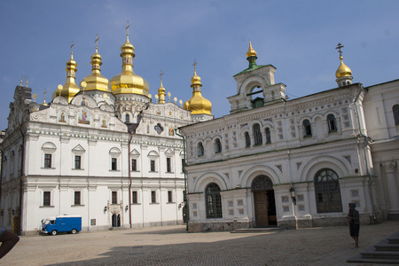 Kyiv-Pechersk Lavra gold domesの写真素材