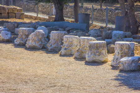 ancient columns discovered during excavations of the ancient Greek city of Cyprus in Paphosの写真素材