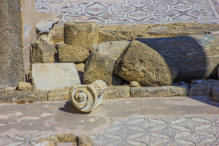 ancient columns discovered during excavations of the ancient Greek city of Cyprus in Paphosの写真素材
