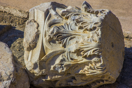 ancient columns discovered during excavations of the ancient Greek city of Cyprus in Paphosの写真素材