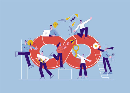 DevOps concept. Software engineering culture and practice of software development and software...