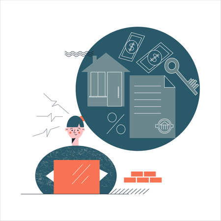 Girl find loan that a bank or mortgage lender gives to help finance the purchase of a home Flat vector cartoon illustrationのイラスト素材