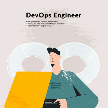 DevOps concept. IT engineer combined development and operation teams and automates processes....