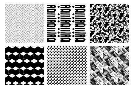 Set of monochrome black and white pattern textureのイラスト素材