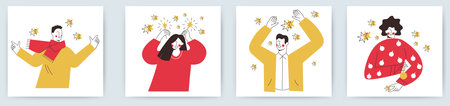 Office christmas celebration or online party. Happy business team workers corporate party, celebrate...