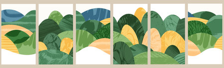 Abstract agriculture field or farm card background. Vineyard valley pattern, spring countryside...