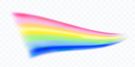 Spectrum rainbow overlay vector illustration on transparent background. Soft fantasy nature element. Perspective diagonal view. Bright realistic arch rainbow. Fairytale unicorn tail, colorful stripesのイラスト素材