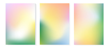 Green gradient hologram y2k aesthetic vector background. Pink red yellow abstract color texture. Holographic iridescent vertical poster. Trendy mesh backdrop. Summer gentle card. Colorful eco designのイラスト素材