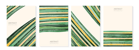 Sustainable environment eco green collage background. Abstract ecology design, nature poster layout. Organic pattern for agriculture brochure. Farm field vector illustration with texture. Eco cardのイラスト素材
