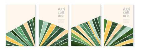 Abstract vertical green hill field landscape poster. Natural eco textured mountain background. Social media template in vintage style. Rural view, countryside layout, collage agricultureのイラスト素材