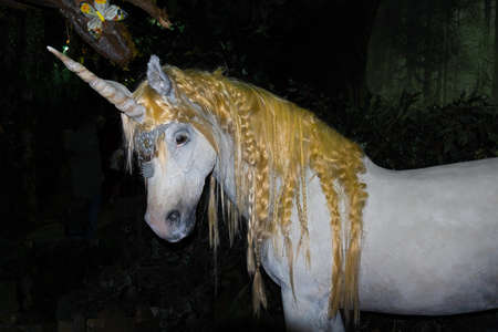 Unicorn figure in the Bestiary Museum - Saint Petersburg, Russia, June 2021