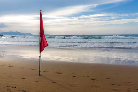 Red flag on the beach