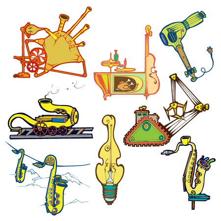 Set of crazy obgectsのイラスト素材