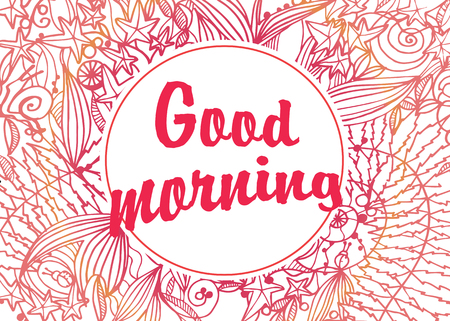 watercolor doodle pattern, good morningのイラスト素材